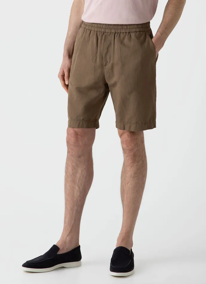Shorts Men Cotton Linen Drawstring Shorts Dark Tan ussunspel Shorts Men Cotton Linen Drawstring Shorts Dark Tan ussunspel