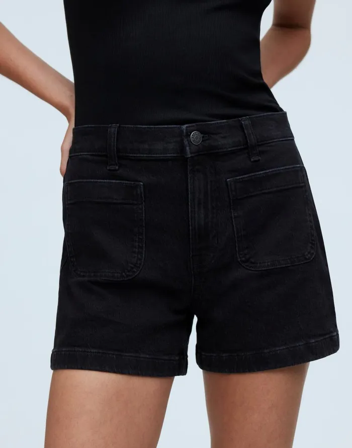 Shorts Women Madewell The Denim Emmett Short Patch Pocket Edition Sendhurst Wash