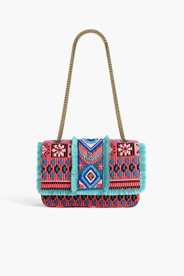 Shoulder Bags Southwest Floral Bloom Beaded Shoulder Bag 8211 America and Beyond Women