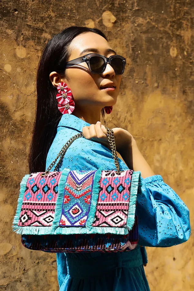 Shoulder Bags Southwest Floral Bloom Beaded Shoulder Bag 8211 America and Beyond Women