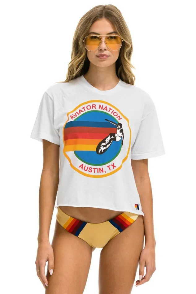 Signature Austin Boyfriend Tee 8211 White Women Aviator Nation Tees