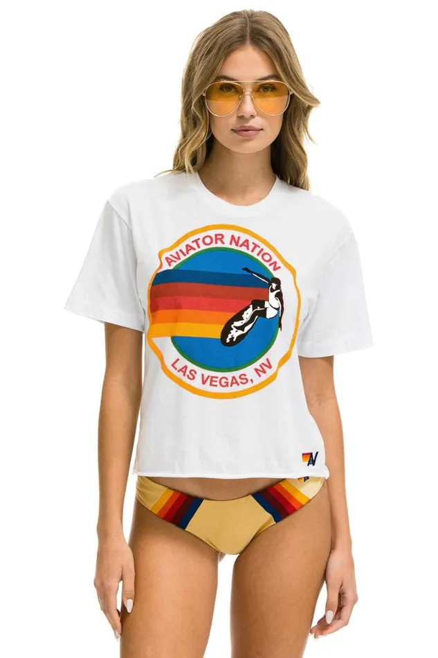 Signature Las Vegas Boyfriend Tee 8211 White Women Aviator Nation Tees