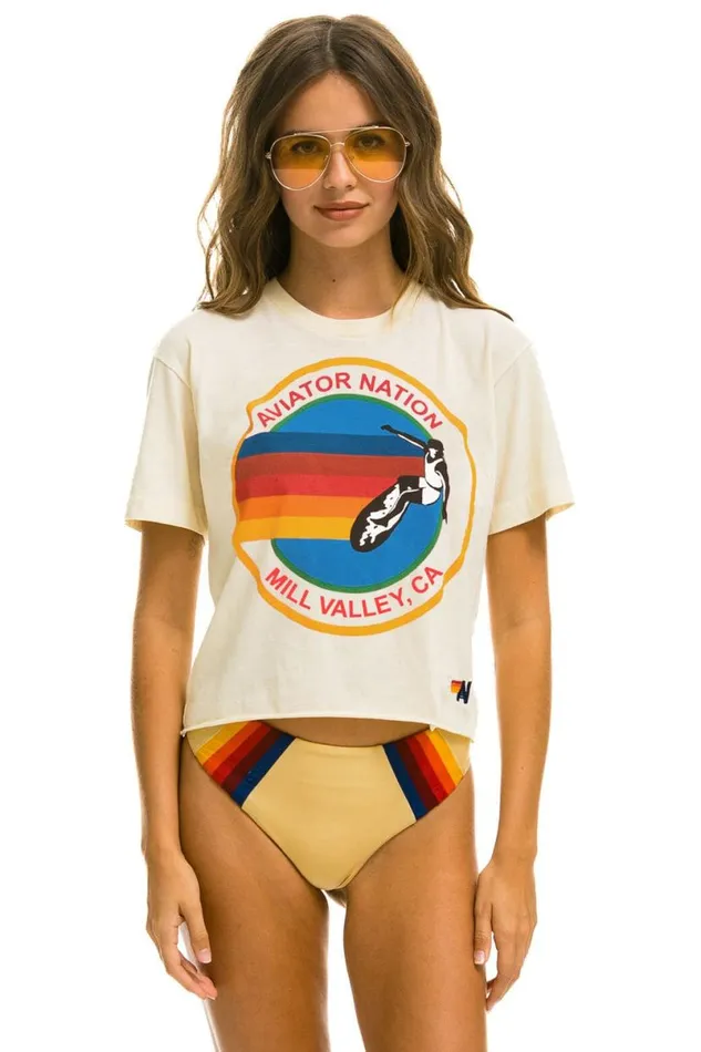 Signature Mill Valley Boyfriend Tee 8211 Vintage White Women Aviator Nation Tees Signature Mill Valley Boyfriend Tee 8211 Vintage White Women Aviator Nation Tees