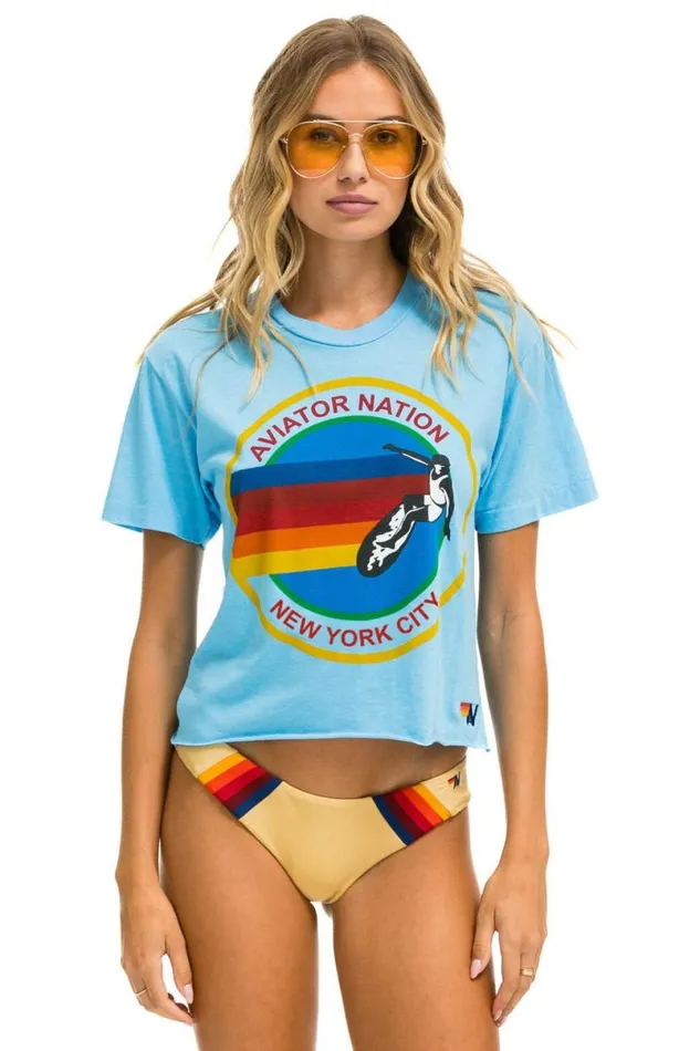 Signature New York City Boyfriend Tee 8211 Sky Women Aviator Nation Tees