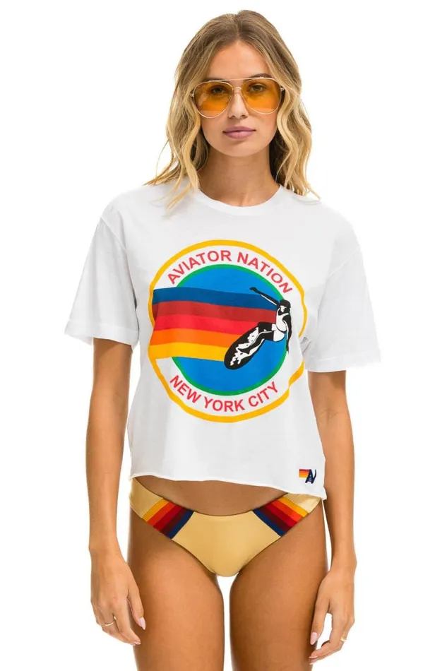 Signature New York City Boyfriend Tee 8211 White Women Aviator Nation Tees