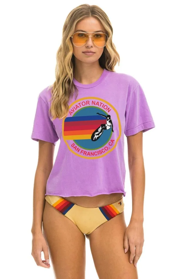 Signature San Francisco Boyfriend Tee 8211 Neon Purple Women Aviator Nation Tees