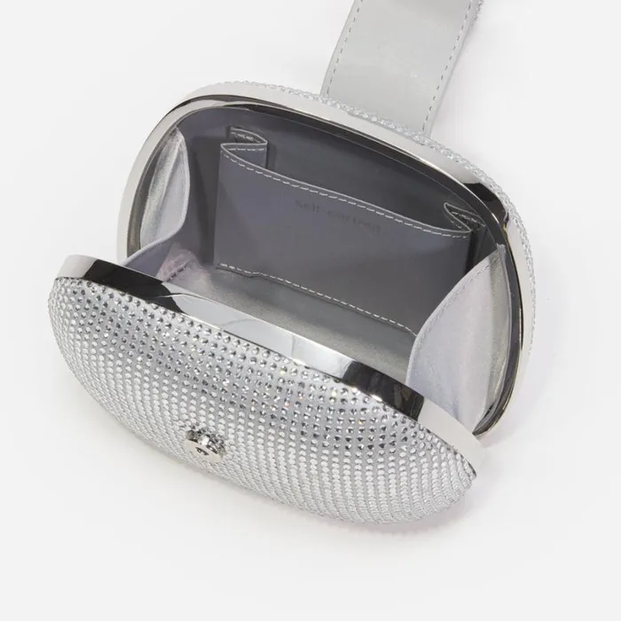 Silver Rhinestone Top Handle Clutch Bag Women Self Portrait Mini Silver Rhinestone Top Handle Clutch Bag Women Self Portrait Mini