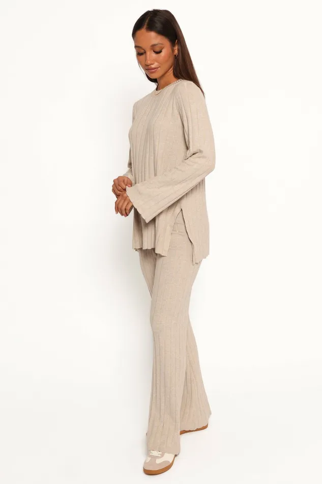 Silvie Long Sleeve Knitted Set Oatmeal Matching Sets Petal and Pup Women