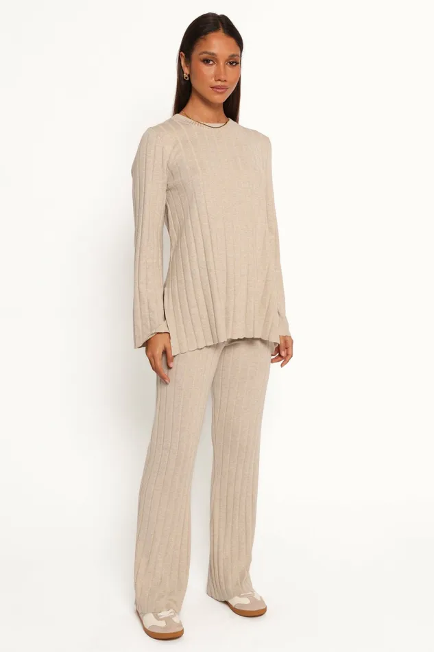 Silvie Long Sleeve Knitted Set Oatmeal Matching Sets Petal and Pup Women