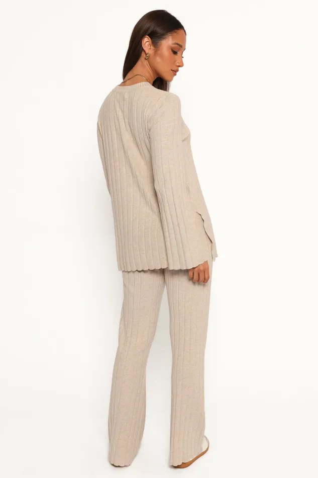 Silvie Long Sleeve Knitted Set Oatmeal Matching Sets Petal and Pup Women
