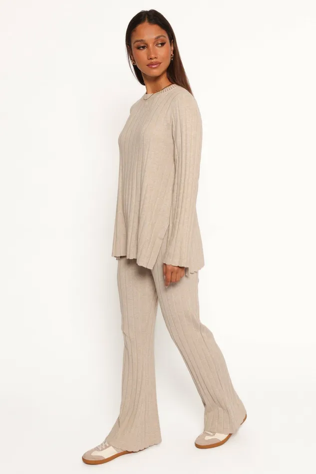 Silvie Long Sleeve Knitted Set Oatmeal Matching Sets Petal and Pup Women