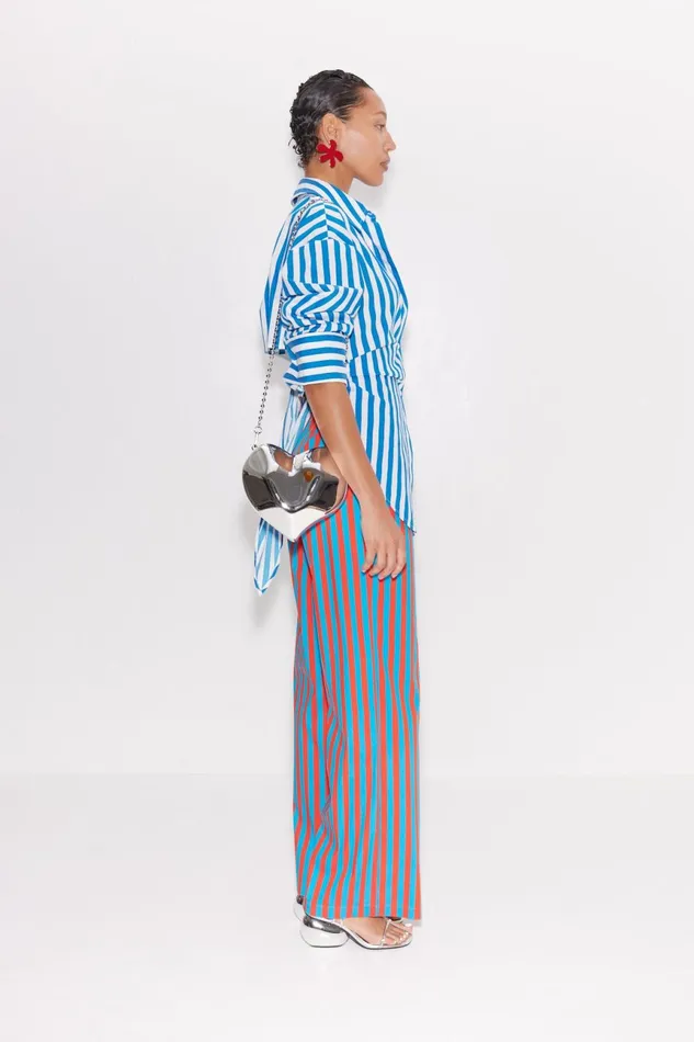 Simon Miller Bottoms Women Pia Striped Poplin Pant In BluePaprika Stripe Cotton Simon Miller Bottoms Women Pia Striped Poplin Pant In BluePaprika Stripe Cotton