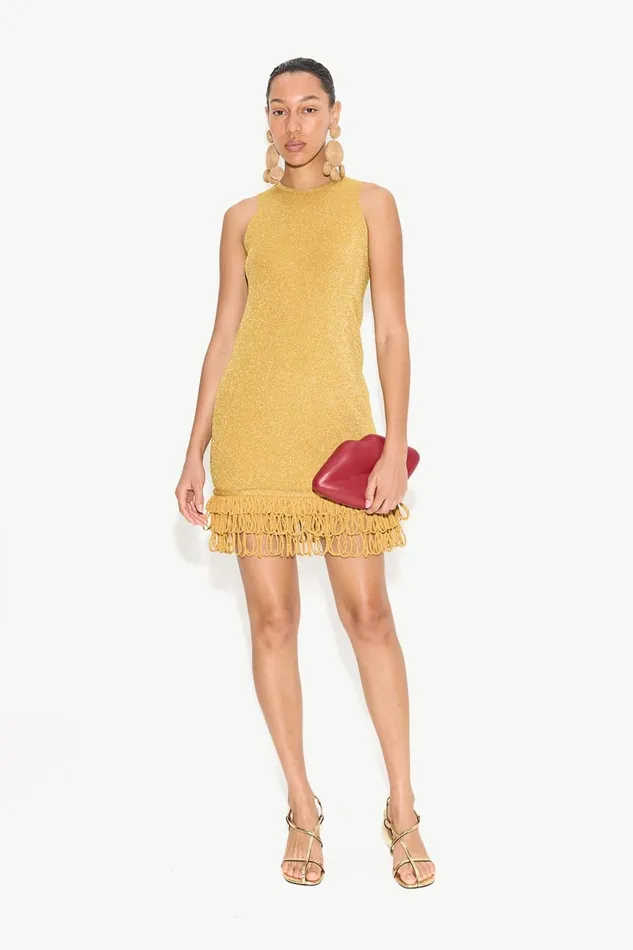 Simon Miller Dresses Women Albers Knit Mini Dress In Star Gold Simon Miller Dresses Women Albers Knit Mini Dress In Star Gold