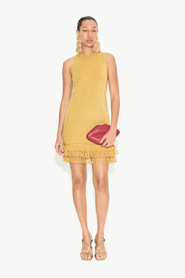 Simon Miller Dresses Women Albers Knit Mini Dress In Star Gold Simon Miller Dresses Women Albers Knit Mini Dress In Star Gold