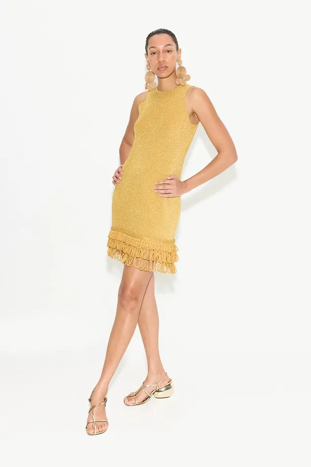 Simon Miller Dresses Women Albers Knit Mini Dress In Star Gold Simon Miller Dresses Women Albers Knit Mini Dress In Star Gold