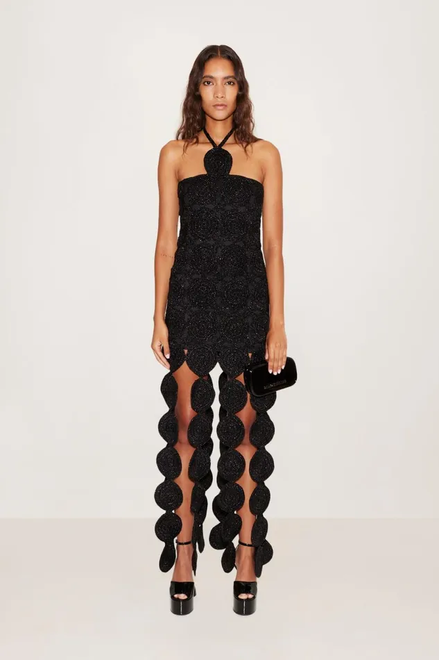 Simon Miller Dresses Women Beep Beep Dress In Black Hand Knit Lurex Crochet Simon Miller Dresses Women Beep Beep Dress In Black Hand Knit Lurex Crochet