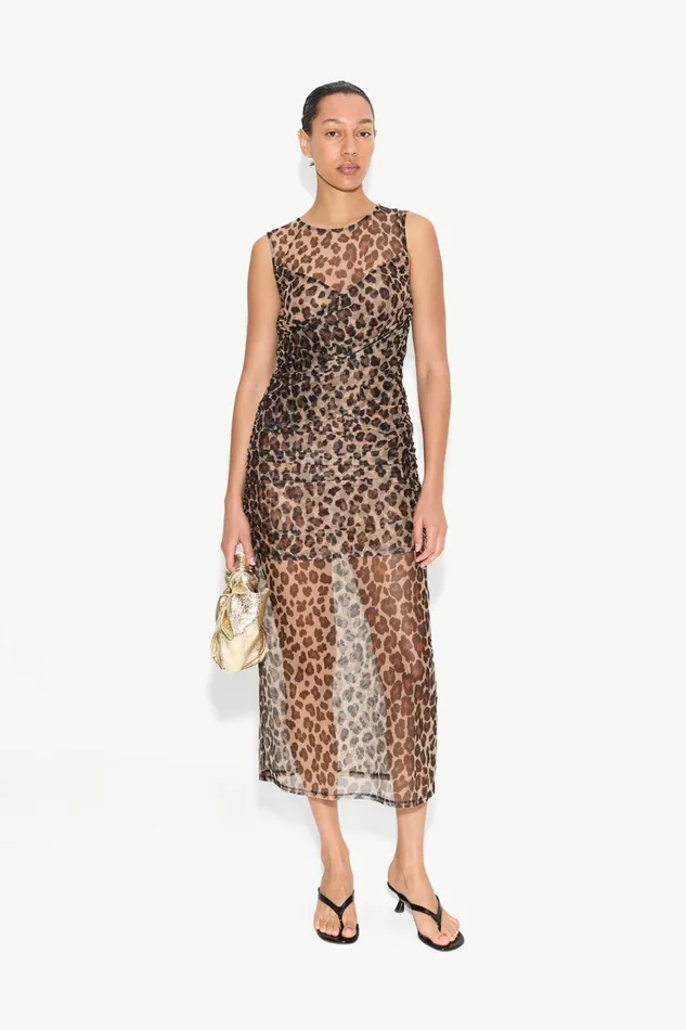 Simon Miller Dresses Women Kinny Mesh Dress In Cheetah