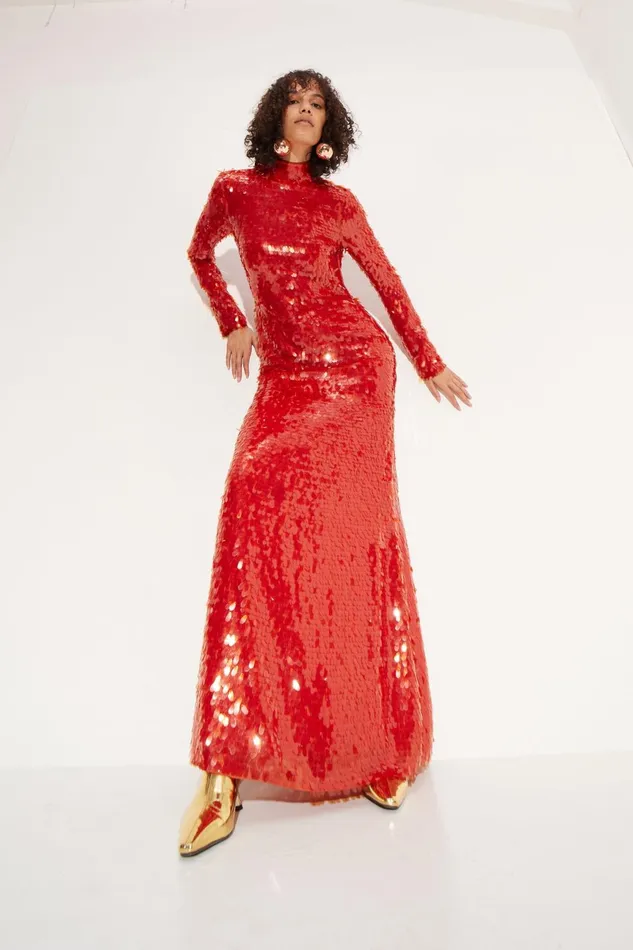 Simon Miller Dresses Women Sequin Sculpty Dress In Chili