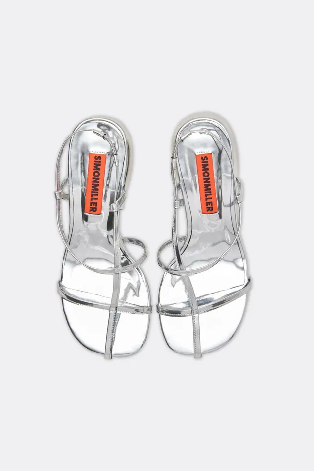 Simon Miller Heels Women Moderno Sandal In Silver Goat Leather Simon Miller Heels Women Moderno Sandal In Silver Goat Leather