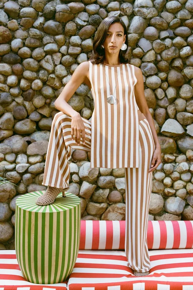 Simon Miller Knitwear Women Knits By Canoga Top In Tan Stripe Simon Miller Knitwear Women Knits By Canoga Top In Tan Stripe