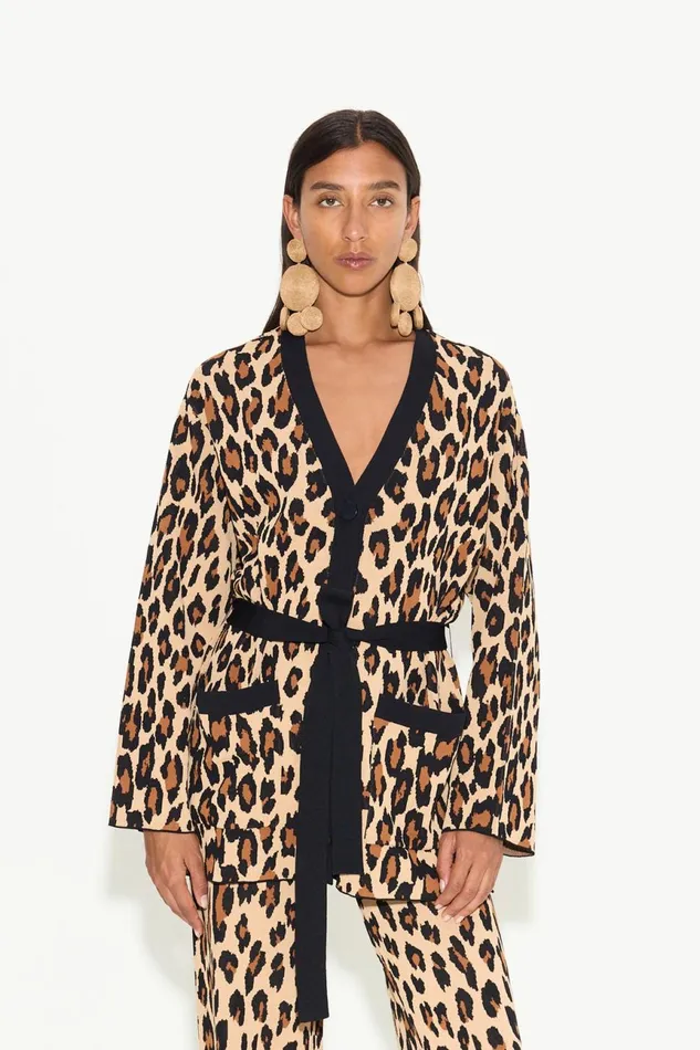 Simon Miller Knitwear Women Simon Miller Max Belted Knit Cardigan In Cheetah