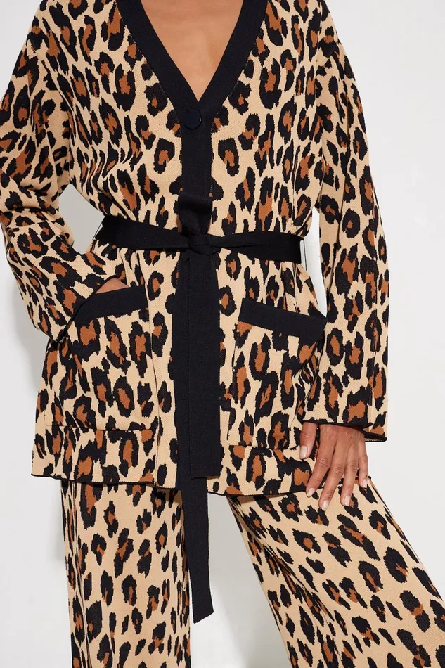 Simon Miller Knitwear Women Simon Miller Max Belted Knit Cardigan In Cheetah Simon Miller Knitwear Women Simon Miller Max Belted Knit Cardigan In Cheetah