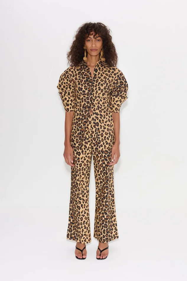 Simon Miller Sets Women Pia Poplin Pant In Cheetah Cotton