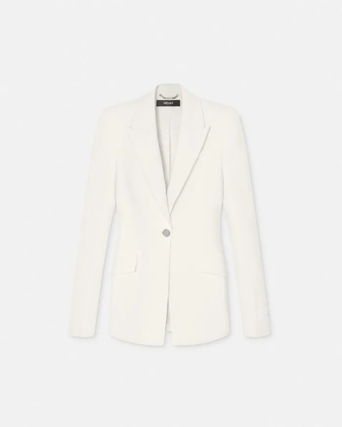 SingleBreasted DV Blazer White Women Versace Blazer and Jackets