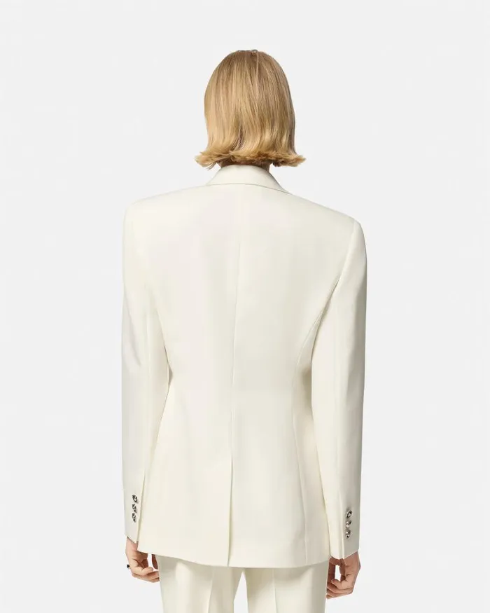 SingleBreasted DV Blazer White Women Versace Blazer and Jackets