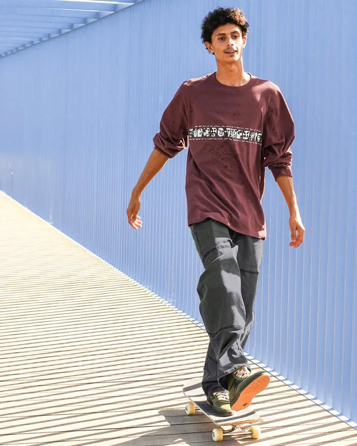 Skate Vitals Remy Long Sleeve Tee 2 8211 Merlot Mens Volcom Tops and Tees
