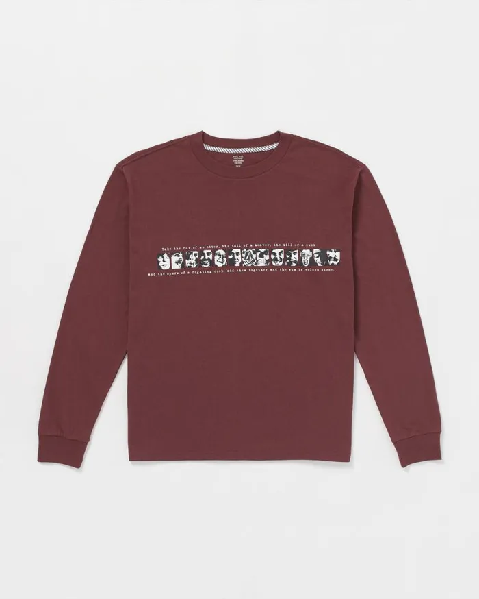 Skate Vitals Remy Long Sleeve Tee 2 8211 Merlot Mens Volcom Tops and Tees