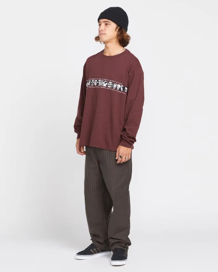 Skate Vitals Remy Long Sleeve Tee 2 8211 Merlot Mens Volcom Tops and Tees