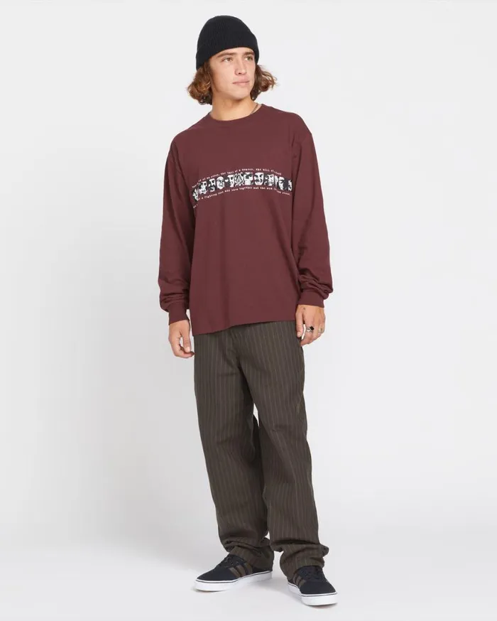 Skate Vitals Remy Long Sleeve Tee 2 8211 Merlot Mens Volcom Tops and Tees