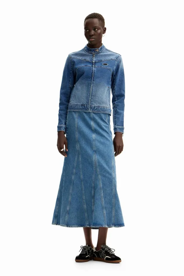 Skirts And Shorts Women Desigual Long Denim Skirt Blue