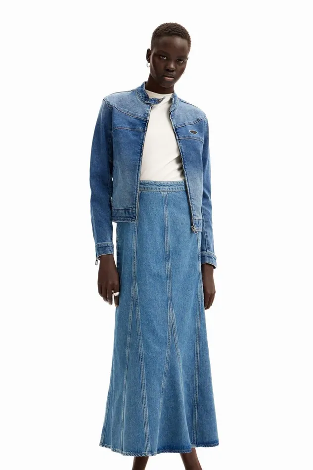 Skirts And Shorts Women Desigual Long Denim Skirt Blue