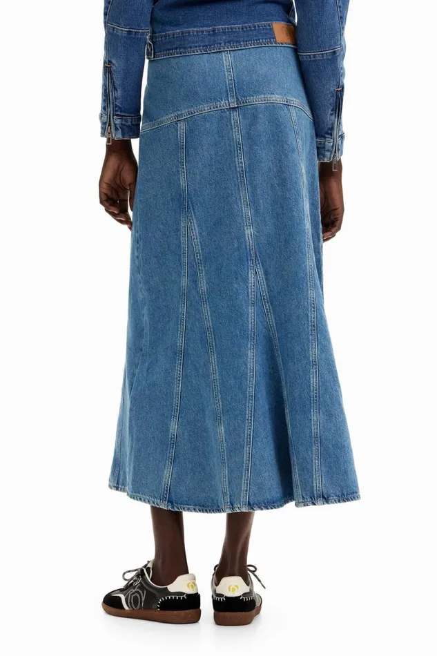 Skirts And Shorts Women Desigual Long Denim Skirt Blue