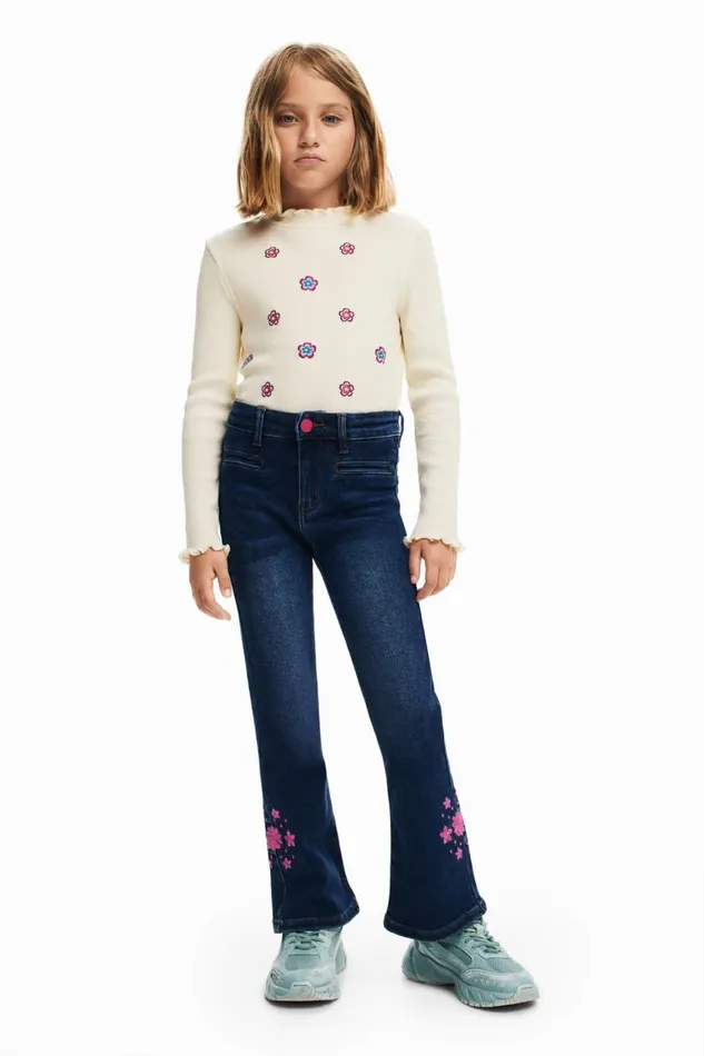 Skirts And Trousers Kids Desigual Flared Pants Blue
