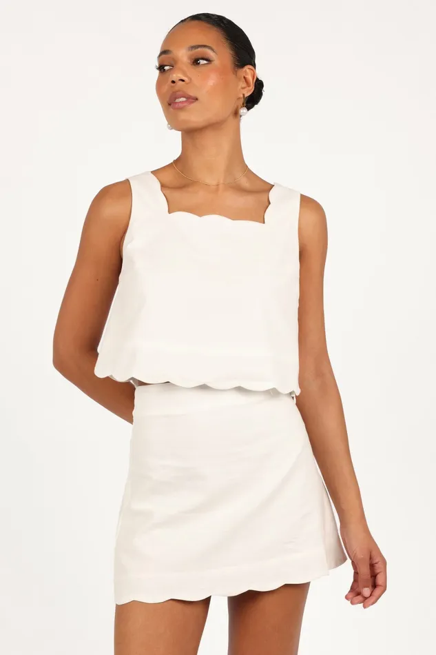 Skirts Petal and Pup Women Wendie Scalloped Mini Skirt Cloud White