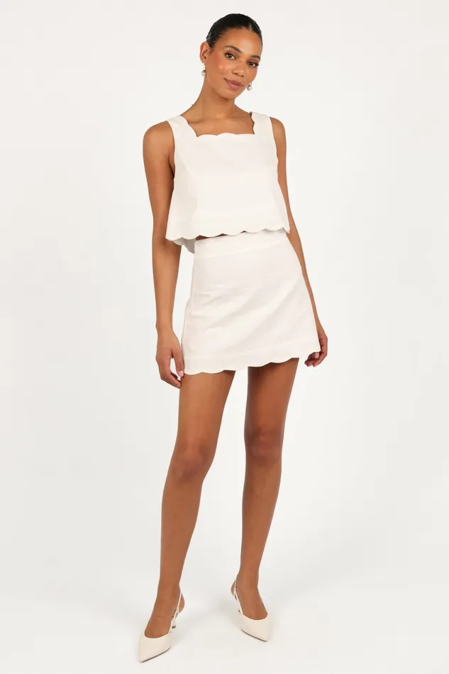 Skirts Petal and Pup Women Wendie Scalloped Mini Skirt Cloud White