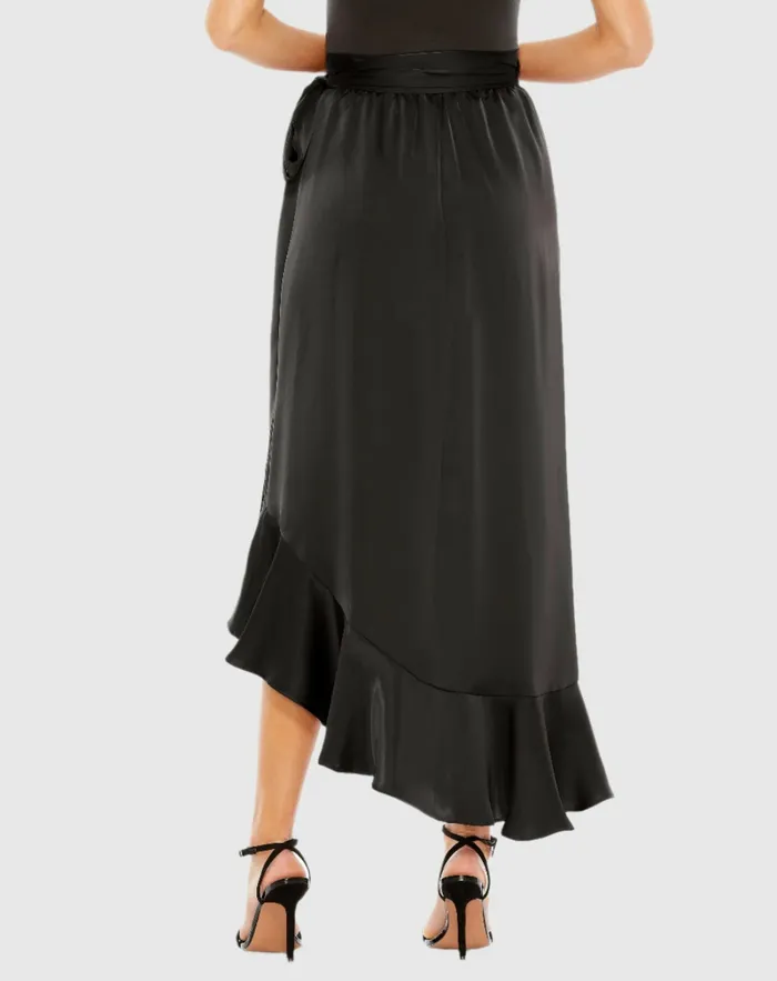 Skirts Satin HiLow Evening Wrap Skirt 8211 FINAL SALE Black Mac Duggal Women
