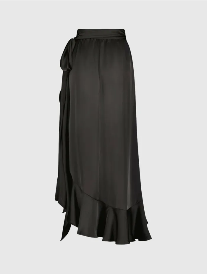 Skirts Satin HiLow Evening Wrap Skirt 8211 FINAL SALE Black Mac Duggal Women