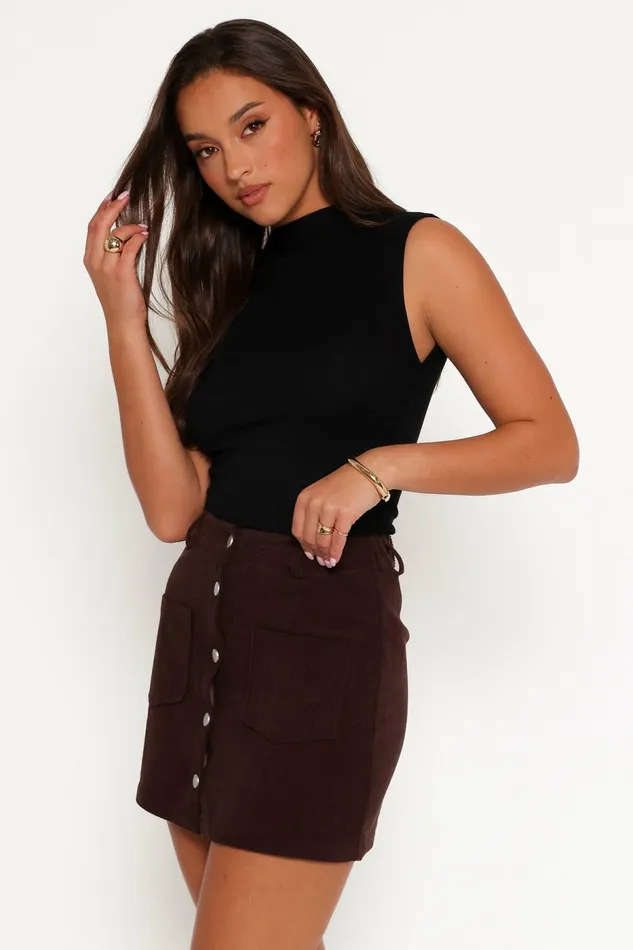 Skirts Women Alexis Corduroy Mini Skirt Chocolate Brown Petal and Pup
