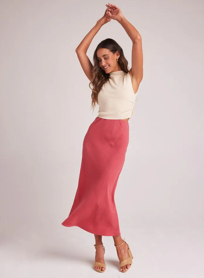 Skirts Women Bella Dahl Bias Midi Skirt 8211 Riviera Red