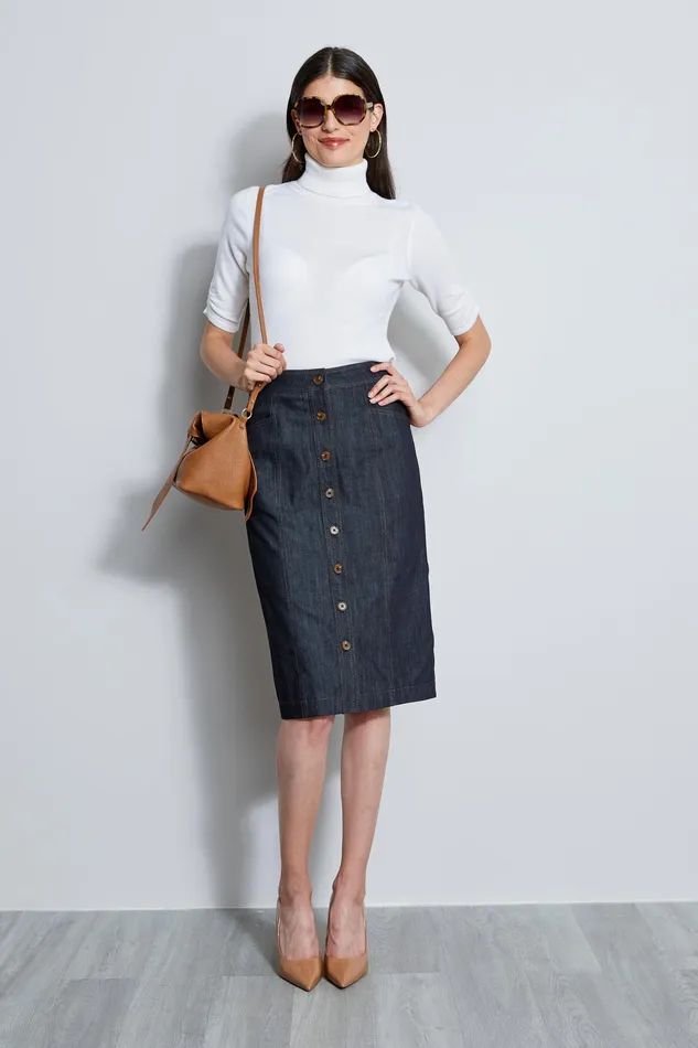 Skirts Women Elie Tahari Denim Midi Skirt INDIGO