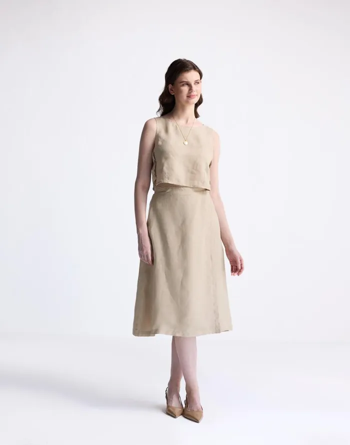 Skirts Women Madewell Reistor Overlap Midi Skirt In 100 Neutral Beige Hemp Beige