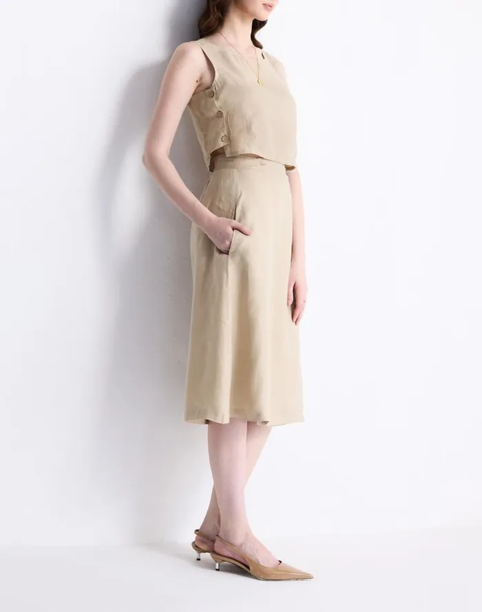 Skirts Women Madewell Reistor Overlap Midi Skirt In 100 Neutral Beige Hemp Beige
