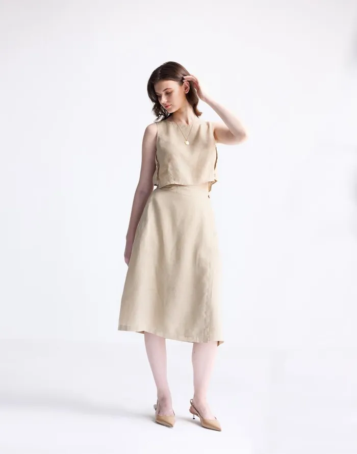 Skirts Women Madewell Reistor Overlap Midi Skirt In 100 Neutral Beige Hemp Beige