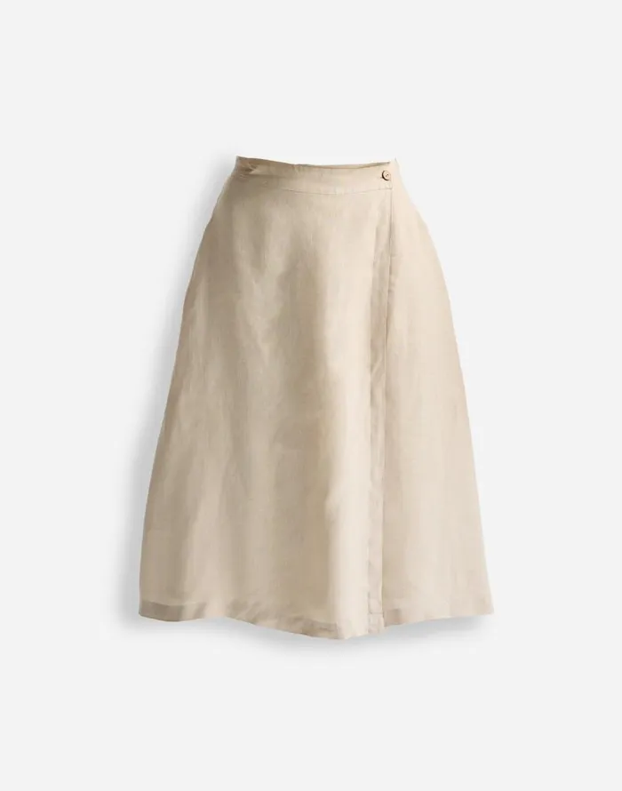 Skirts Women Madewell Reistor Overlap Midi Skirt In 100 Neutral Beige Hemp Beige