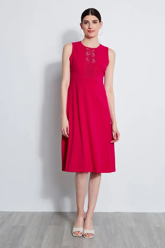 Sleeveless Dresses Women Elie Tahari Lace Applique Midi Dress CYCLAMEN