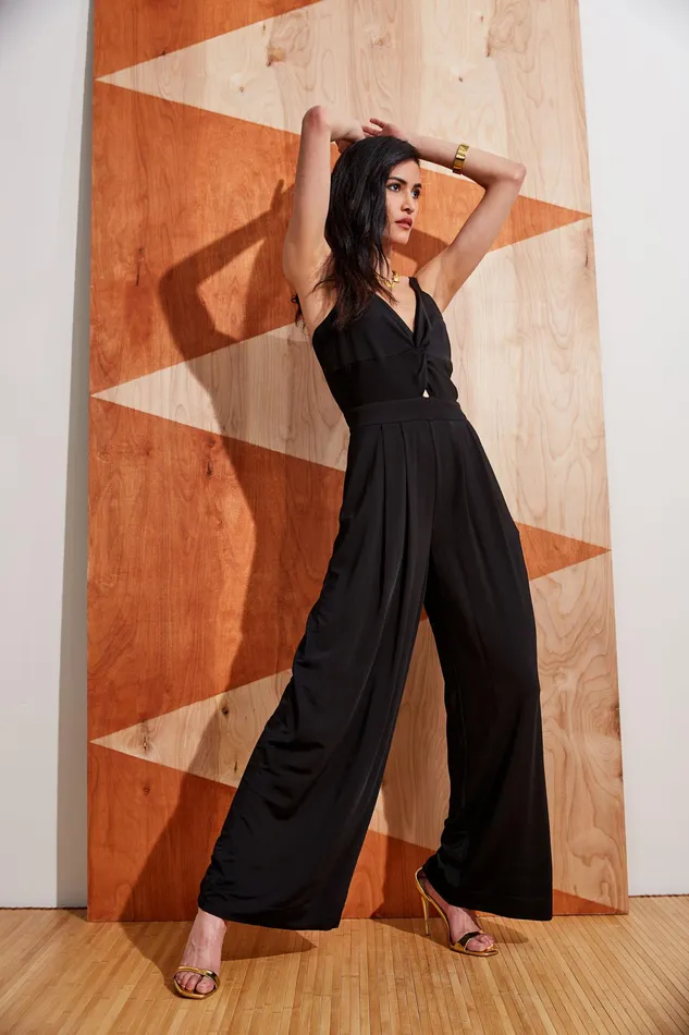 Sleeveless Dresses Women Elie Tahari Wide Leg Twist Jumpsuit NOIR